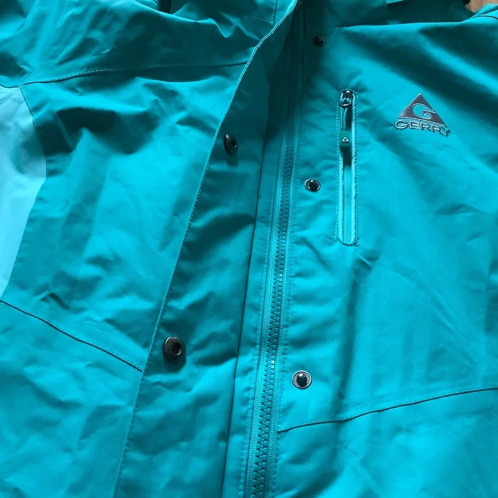Gerry fleece lined winter jacket large green hiking outdoor coat parka size L